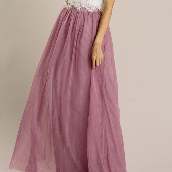 mauve tulle maxi skirt